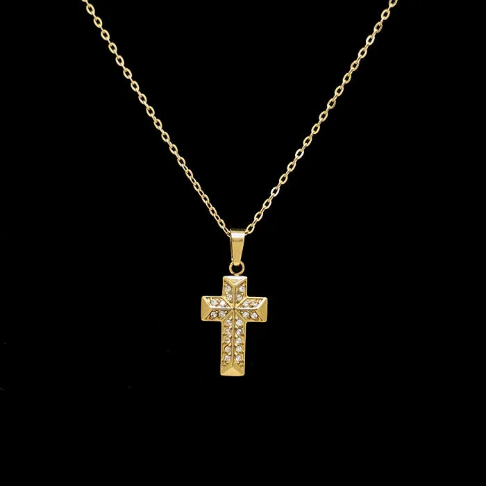 GOLD STAINLESS STEEL CROSS NECKLACE ( 1235 GD ) sold by Oh My Jewelry