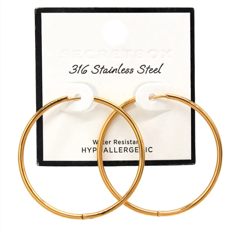 40mm GOLD STAINLESS STEEL HOOP EARRINGS ( 0110 GD ) sold by Oh My Jewelry