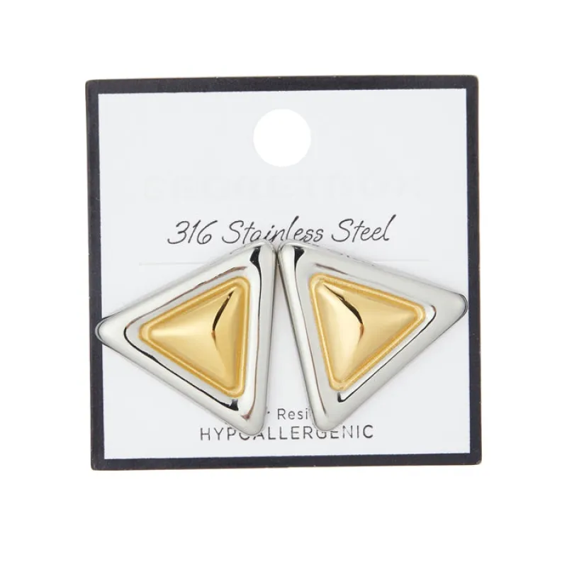 SILVER GOLD EARINGS ( 70017 GD ) sold by Oh My Jewelry