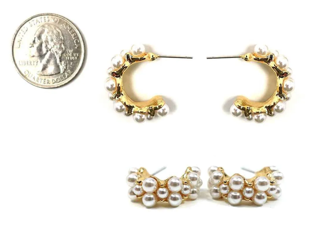 GOLD CREAM PEARL EARRINGS ( 5097 GDCRP ) made by Oh My Jewelry