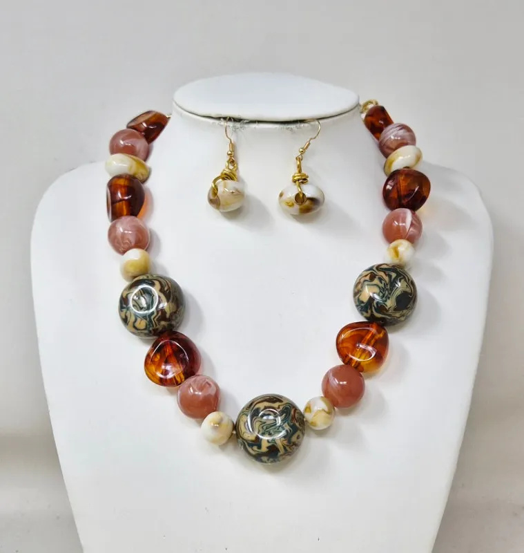BROWN STONE NECKLACE ( 11277 BR ) sold by Oh My Jewelry