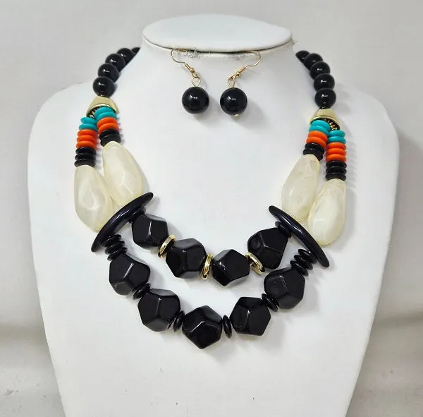 GOLD BLACK NECKLACE SET ( 11246 GBK ) sold by Oh My Jewelry