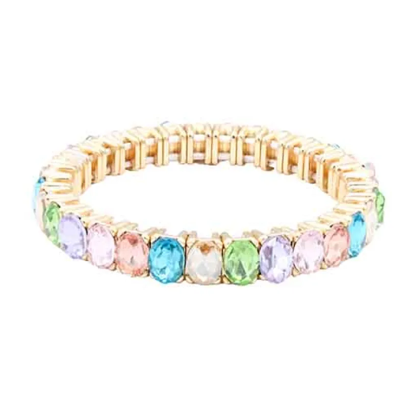 GOLD MULTICOLOR STRETCH BRACELET ( 8138 GDMT ) sold by Oh My Jewelry