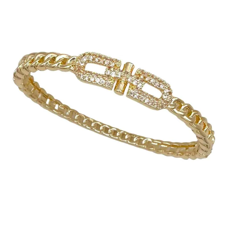 GOLD BANGLE CLEAR CZ STONES ( 1257 BG ) sold by Oh My Jewelry