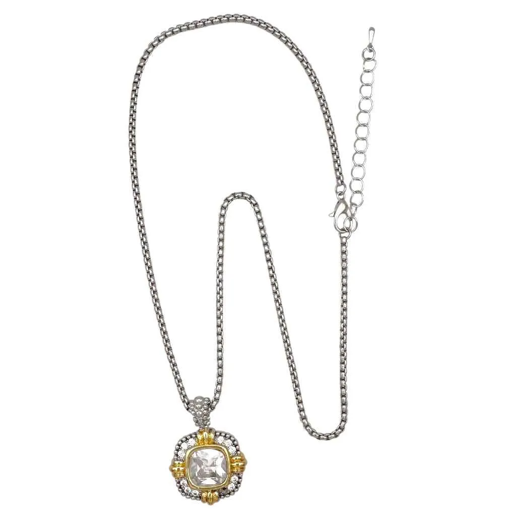 14K GOLD PLATED NECKLACE CLEAR STONE ( 1317 C ) sold by Oh My Jewelry