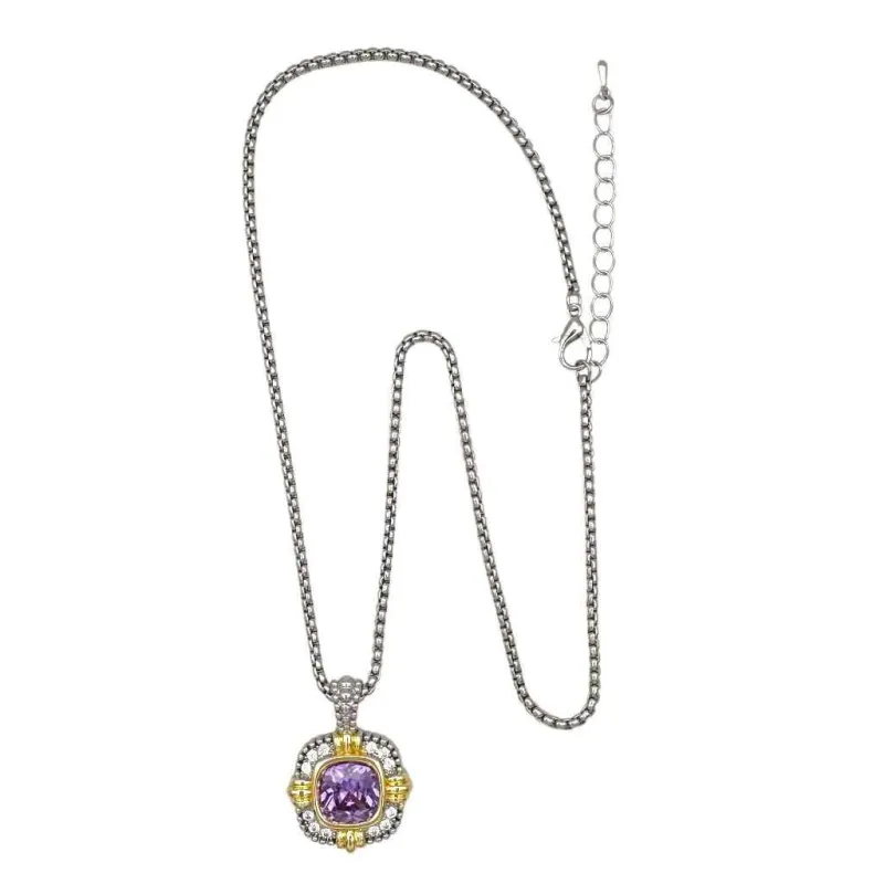 14K GOLD PLATED NECKLACE AMETHYST STONE ( 1317 A ) sold by Oh My Jewelry