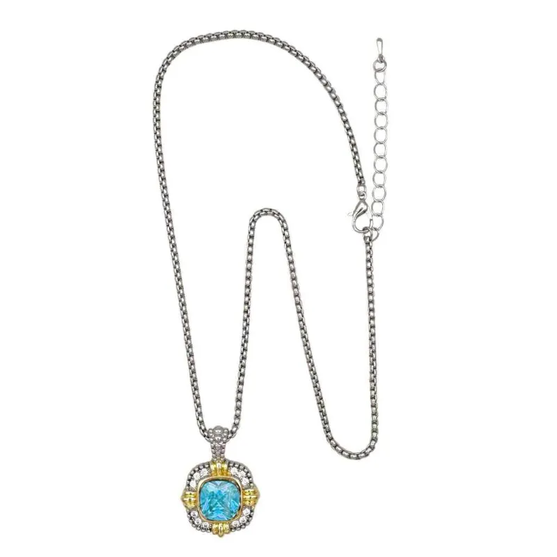14K GOLD PLATED NECKLACE BLUE STONE ( 1317 B ) sold by Oh My Jewelry