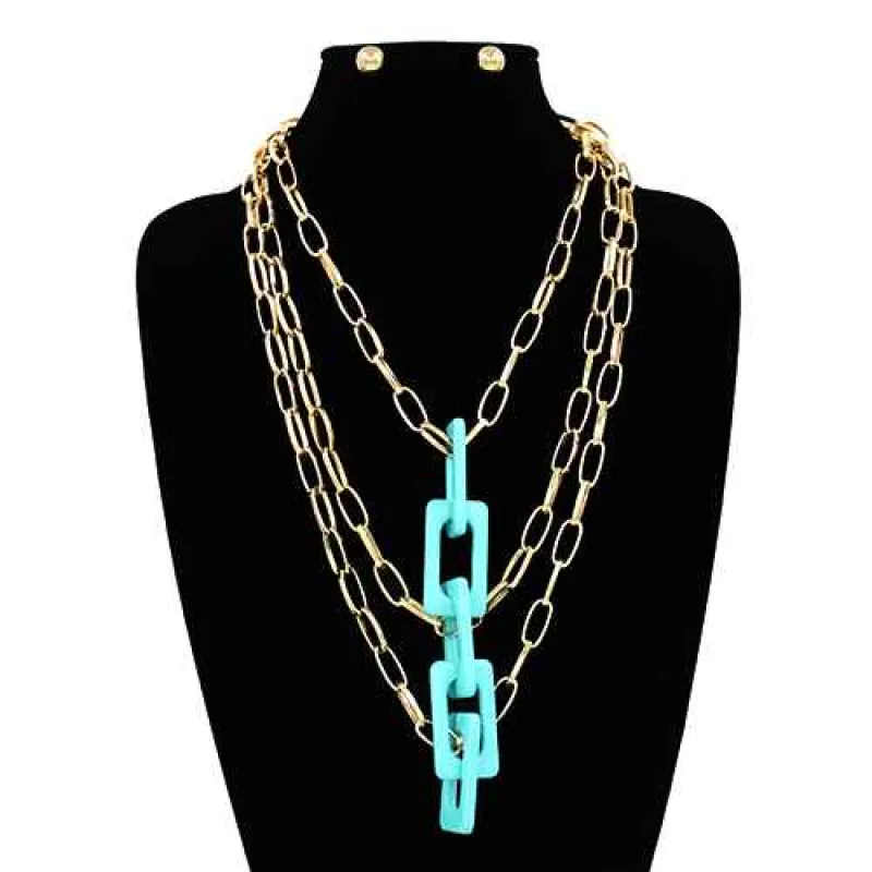 GOLD TURQUOISE NECKLACE ( 7323 GDTQ ) sold by Oh My Jewelry