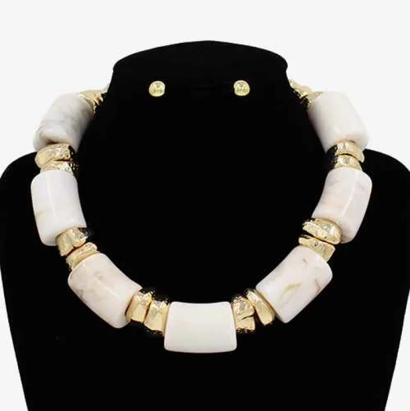 WHITE NECKLACE SET ( 3140 WT ) sold by Oh My Jewelry
