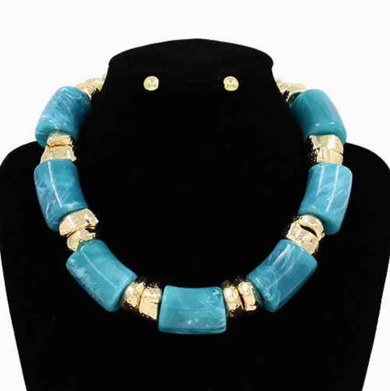TURQUOISE NECKLACE SET ( 3140 TQ ) sold by Oh My Jewelry