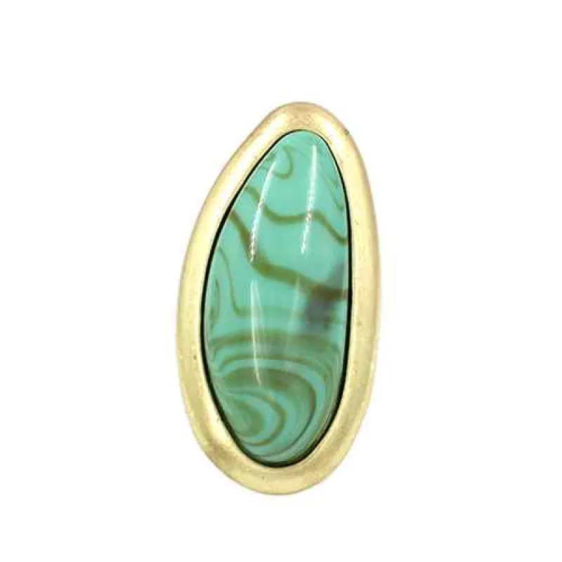 GOLD ROUND RING TURQUOISE ( 2141 GDTQ ) made by Oh My Jewelry