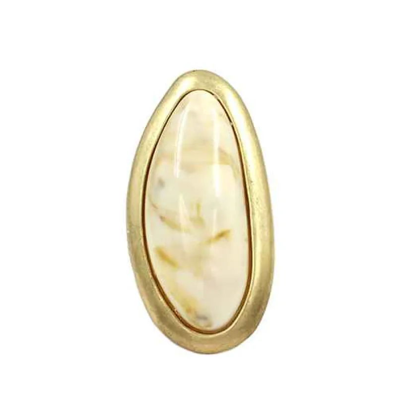 GOLD ROUND RING IVRY COLOR ( 2141 GDIV ) made by Oh My Jewelry