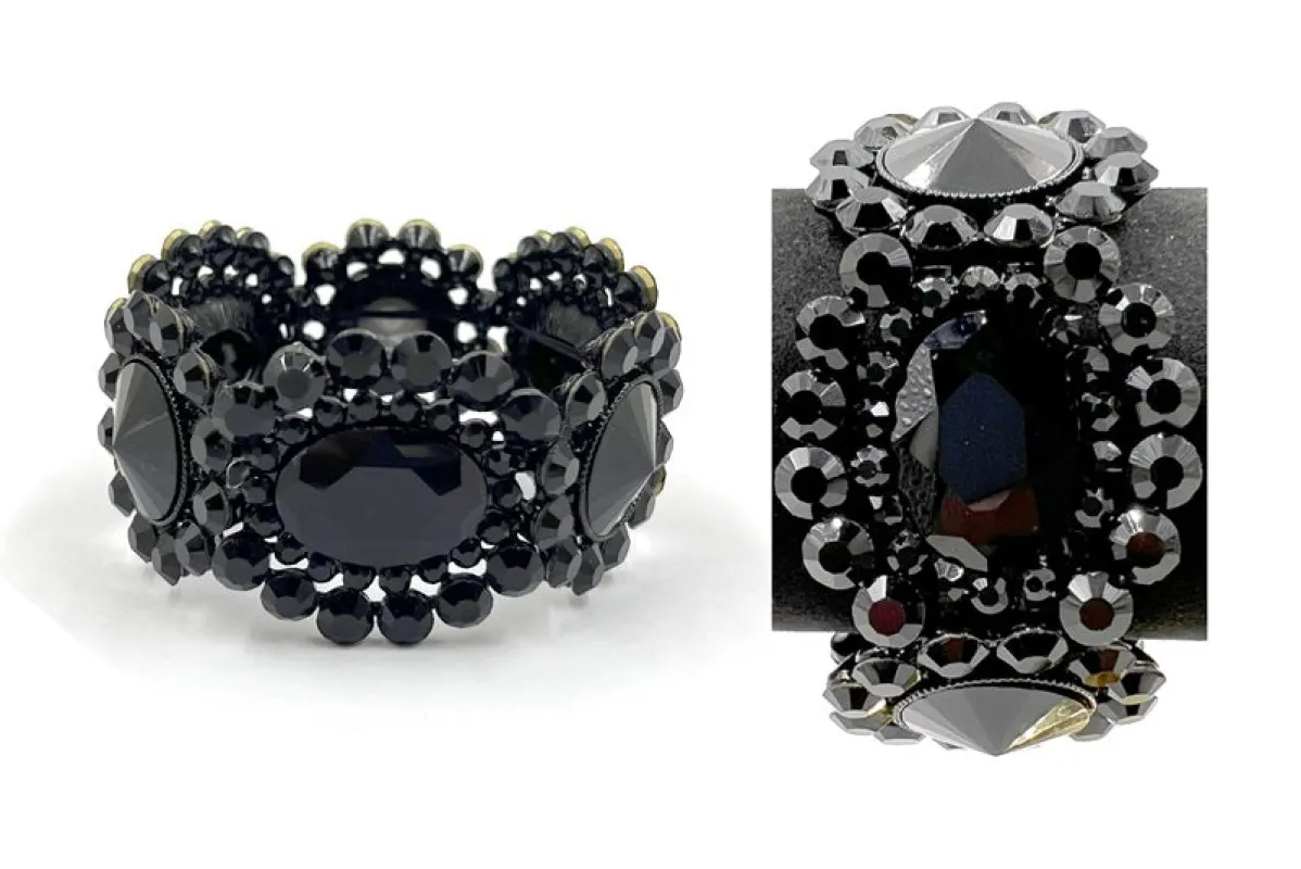 BLACK STRETCH BRACELET BLACK STONES ( 0266 4J ) sold by Oh My Jewelry