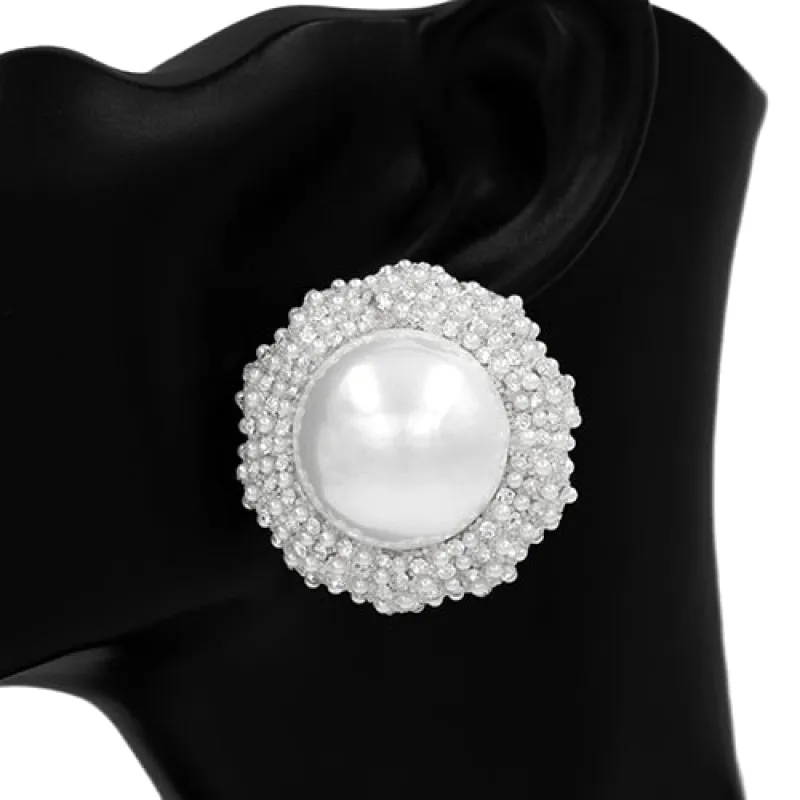 SILVER WHITE EARRINGS ( 2859 RDWHT ) sold by Oh My Jewelry