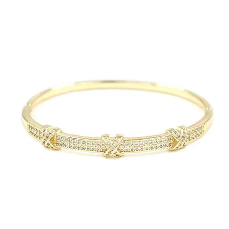 GOLD BRACELET CLEAR STONES ( 2239 GD ) sold by Oh My Jewelry