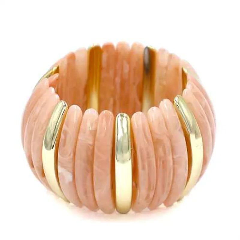 GOLD LIGHT PINK STRETCH BRACELET ( 2214 GDLPK ) sold by Oh My Jewelry