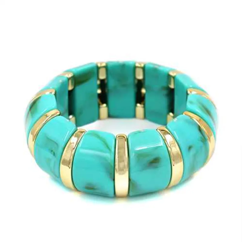 GOLD TURQUOISE STRETCH BRACELET ( 2213 GDTQ ) sold by Oh My Jewelry