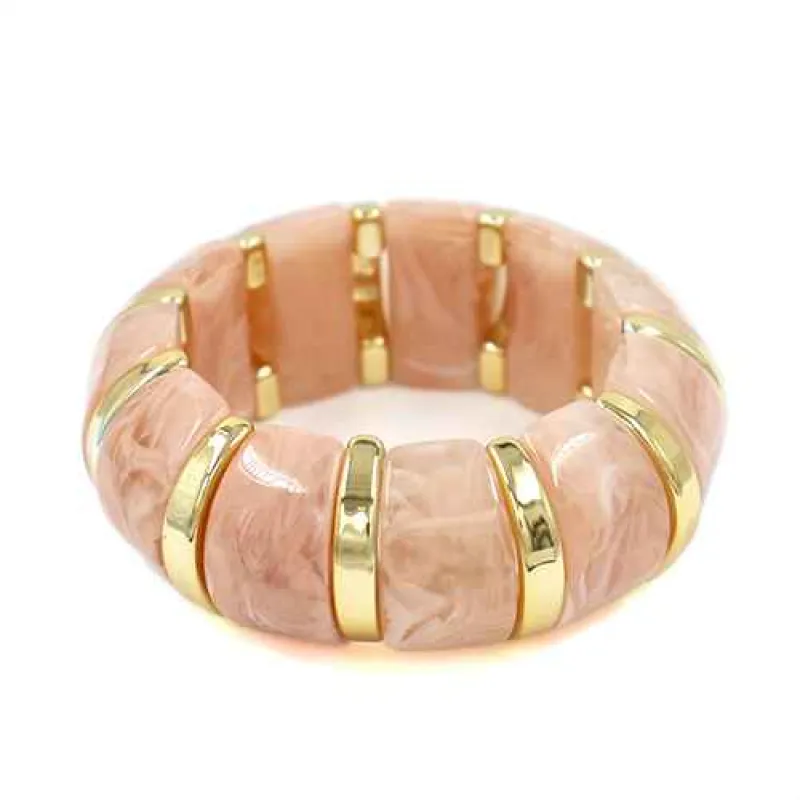 GOLD LIGHT PINK STRETCH BRACELET ( 2213 GDLPK ) sold by Oh My Jewelry