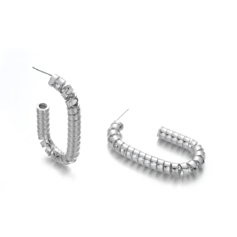 WHITE GOLD DIPPED HYPOALLERGENIC BRASS EARRINGS ( 03967 S ) sold by Oh My Jewelry