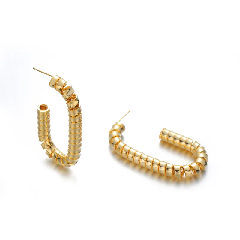 GOLD DIPPED HYPOALLERGENIC BRASS EARRINGS ( 03967 G ) sold by Oh My Jewelry
