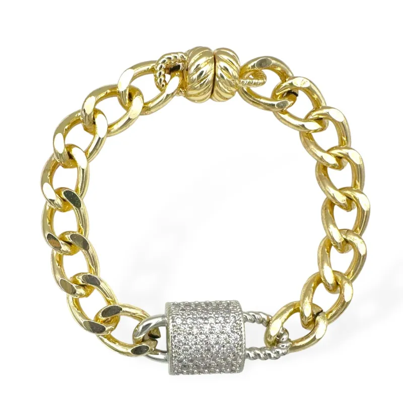 14K GOLD PLATED BRACELET CLEAR CZ STONES ( 9434 K ) sold by Oh My Jewelry