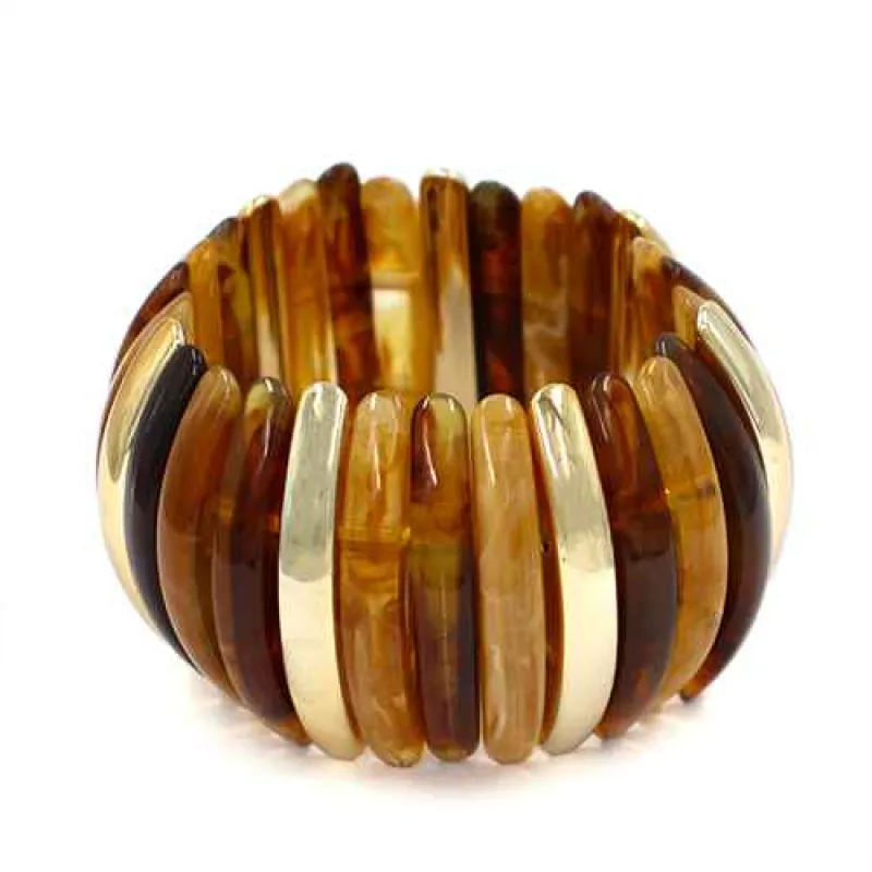 GOLD BROWN MULTICOLOR STRETCH BRACELET ( 2214 GDBRMLT ) sold by Oh My Jewelry