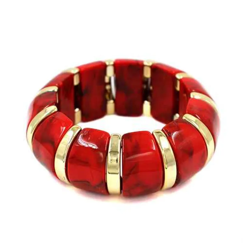 GOLD RED STRETCH BRACELET ( 2213 GDRED ) made by Oh My Jewelry