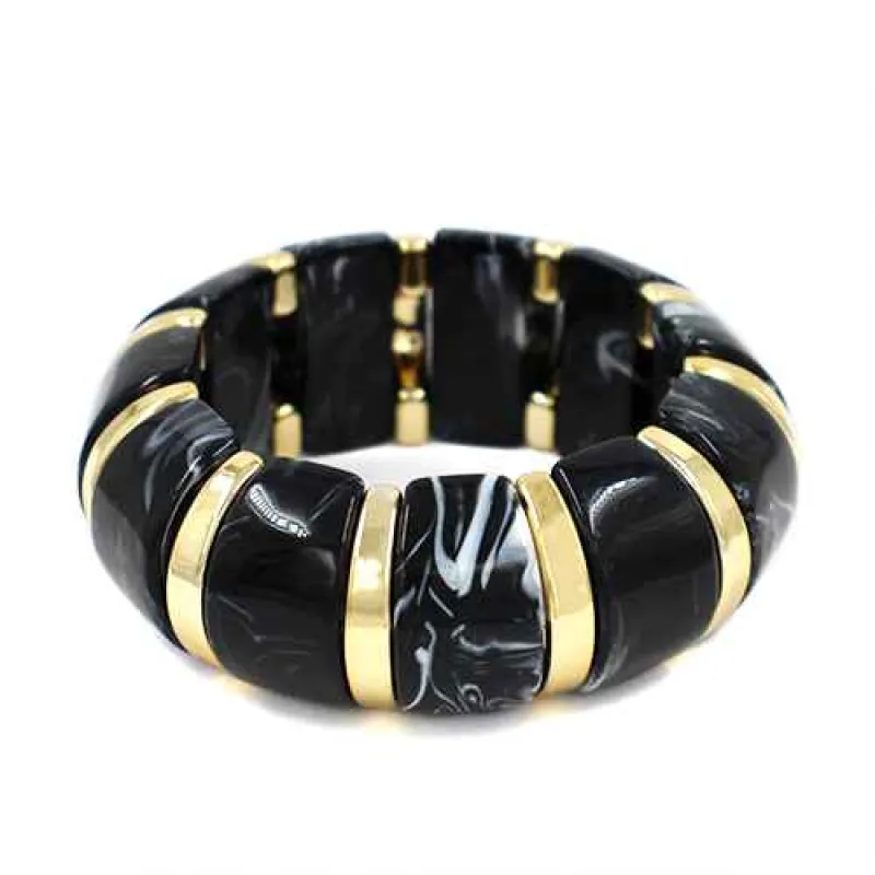 GOLD BLACK STRETCH BRACELET ( 2213 GDBK ) made by Oh My Jewelry