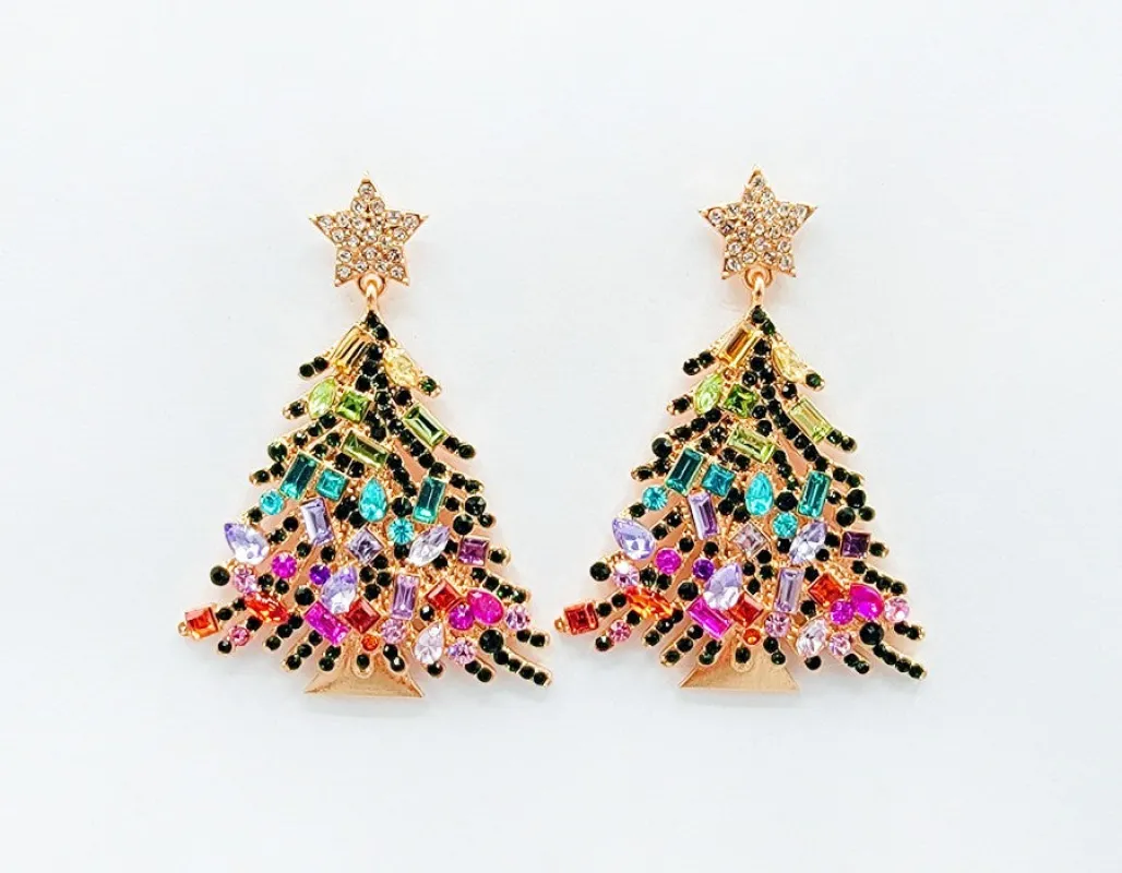 GOLD CHRISTMAS TREE EARRINGS ( 2571 GDMT ) made by Oh My Jewelry