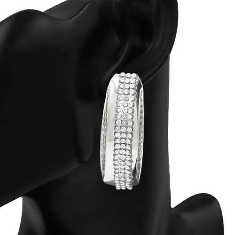 SILVER EARRINGS CLEAR STONES ( 7430 RDCLR ) sold by Oh My Jewelry