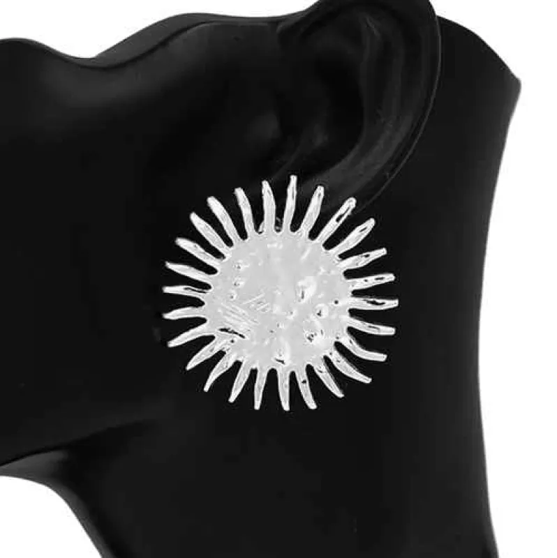 SILVER SUNBURST EARRINGS ( 4527 RD ) sold by Oh My Jewelry