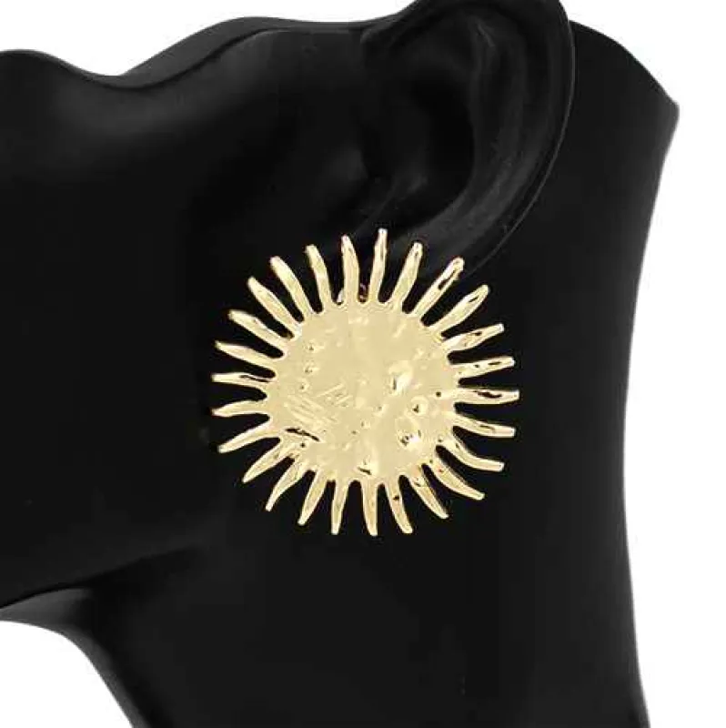 GOLD SUNBURST EARRINGS ( 4527 GD ) sold by Oh My Jewelry