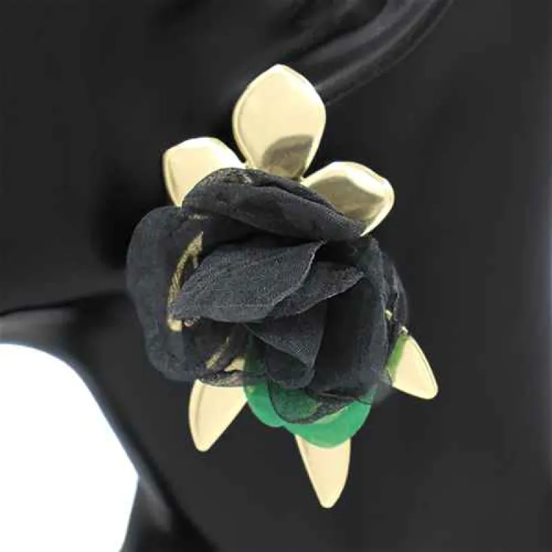 GOLD FLOWER EARRINGS ( 2935 GDBK ) sold by Oh My Jewelry