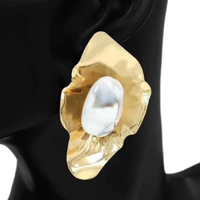 GOLD WHITE EARRINGS ( 2932 GDWT ) sold by Oh My Jewelry