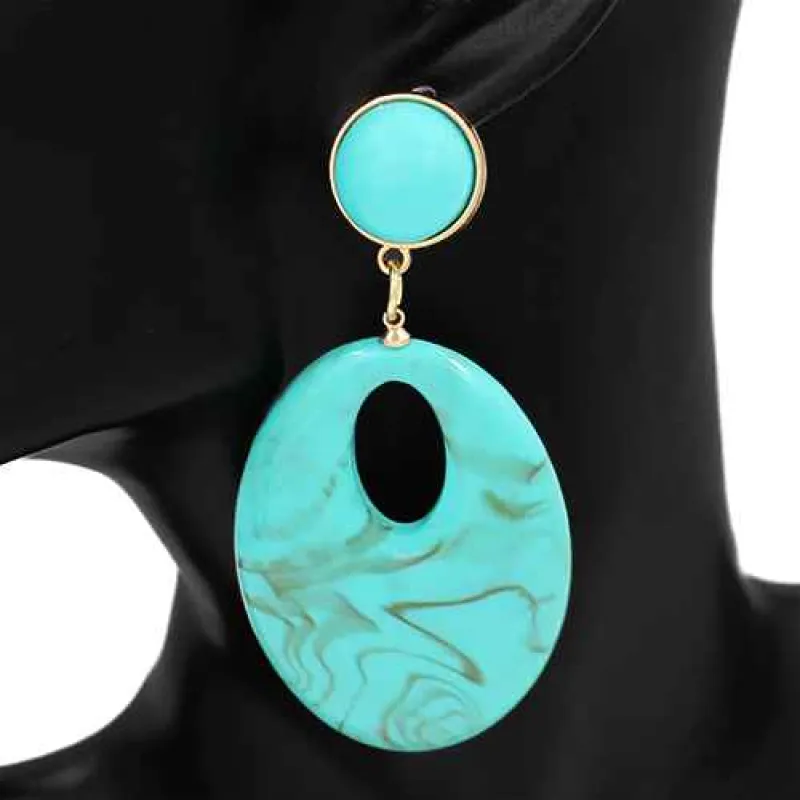 DANGLING ACRYLIC EARRINGS ( 2929 TQ ) made by Oh My Jewelry