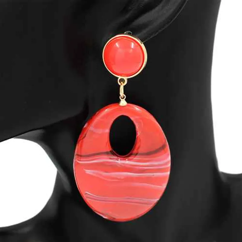 DANGLING ACRYLIC EARRINGS ( 2929 RED ) sold by Oh My Jewelry