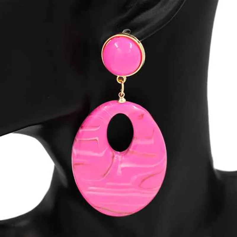 DANGLING ACRYLIC EARRINGS ( 2929 DPK ) sold by Oh My Jewelry