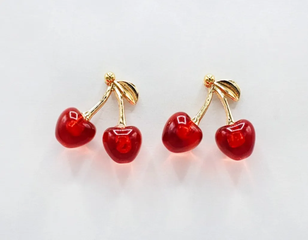 GOLD CHERRY EARRINGS ( 2720 ) sold by Oh My Jewelry