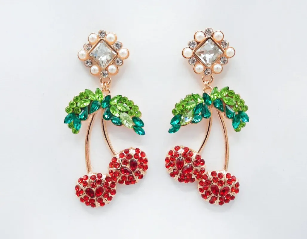 GOLD CHERRY EARRINGS ( 2473 RD ) sold by Oh My Jewelry