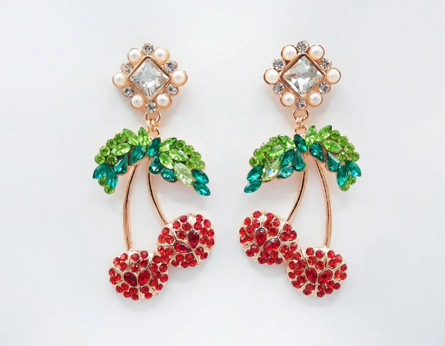 GOLD CHERRY EARRINGS ( 2473 RD ) sold by Oh My Jewelry