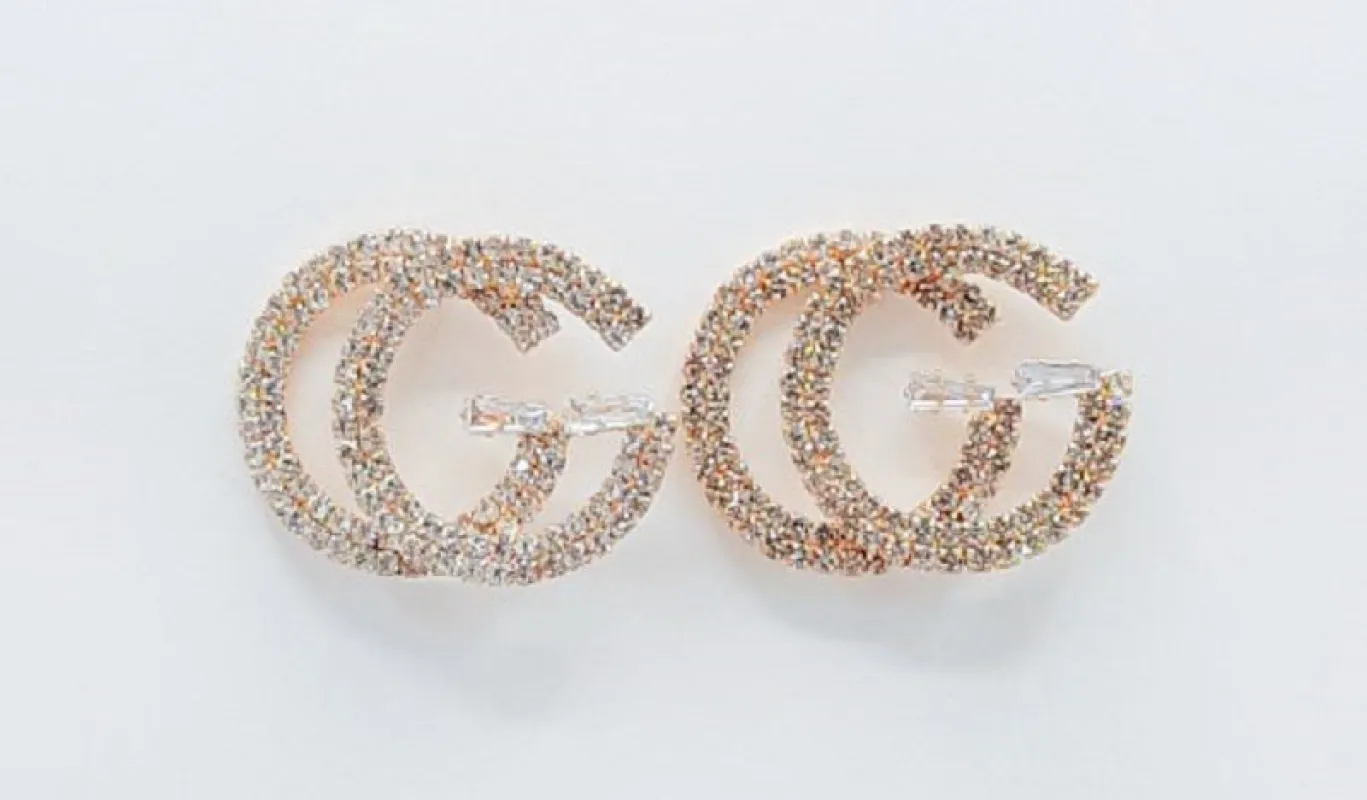 GOLD CG CLEAR STONES EARRINGS ( 5095 ) sold by Oh My Jewelry