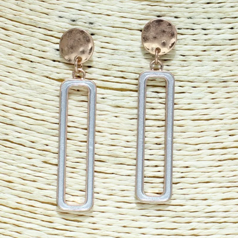 WORN ROSE GOLD SILVER EARRINGS ( 2385 ) made by Oh My Jewelry