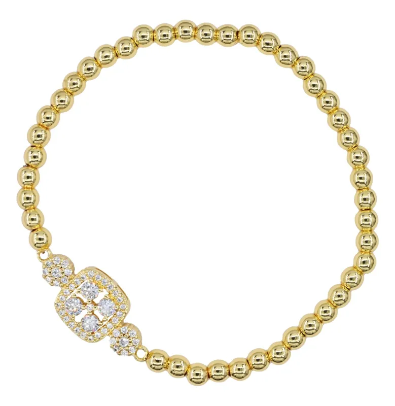 GOLD STAINLESS STEEL STRETCH BRACELET CLEAR CZ STONES ( 2627 G ) sold by Oh My Jewelry