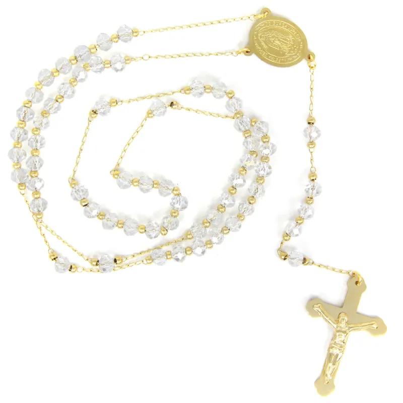 GOLD CROSS ROSARY NECKLACE ( RSBW6G ) sold by Oh My Jewelry