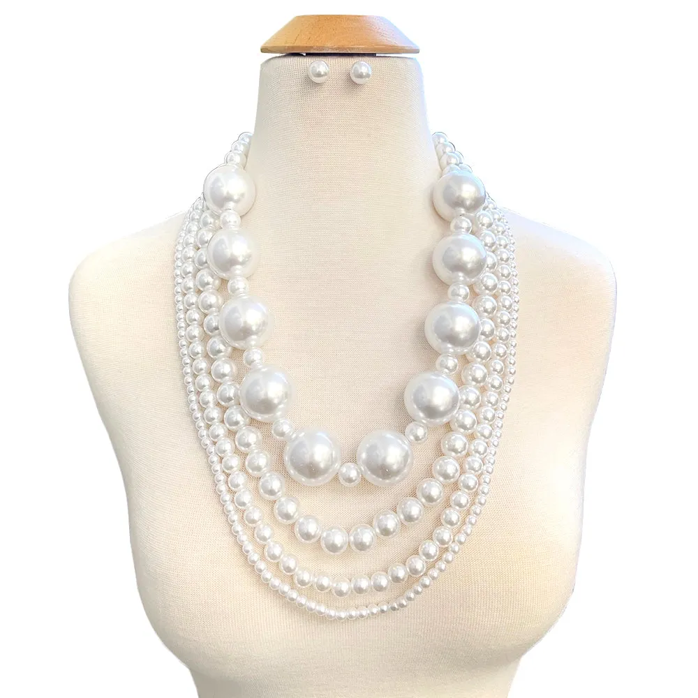 WHITE PEARL NECKLACE SET ( 11195 RWH ) sold by Oh My Jewelry