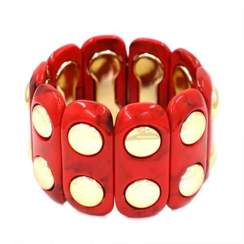 GOLD RED STRETCH BRACELET ( 2215 GDRED ) sold by Oh My Jewelry