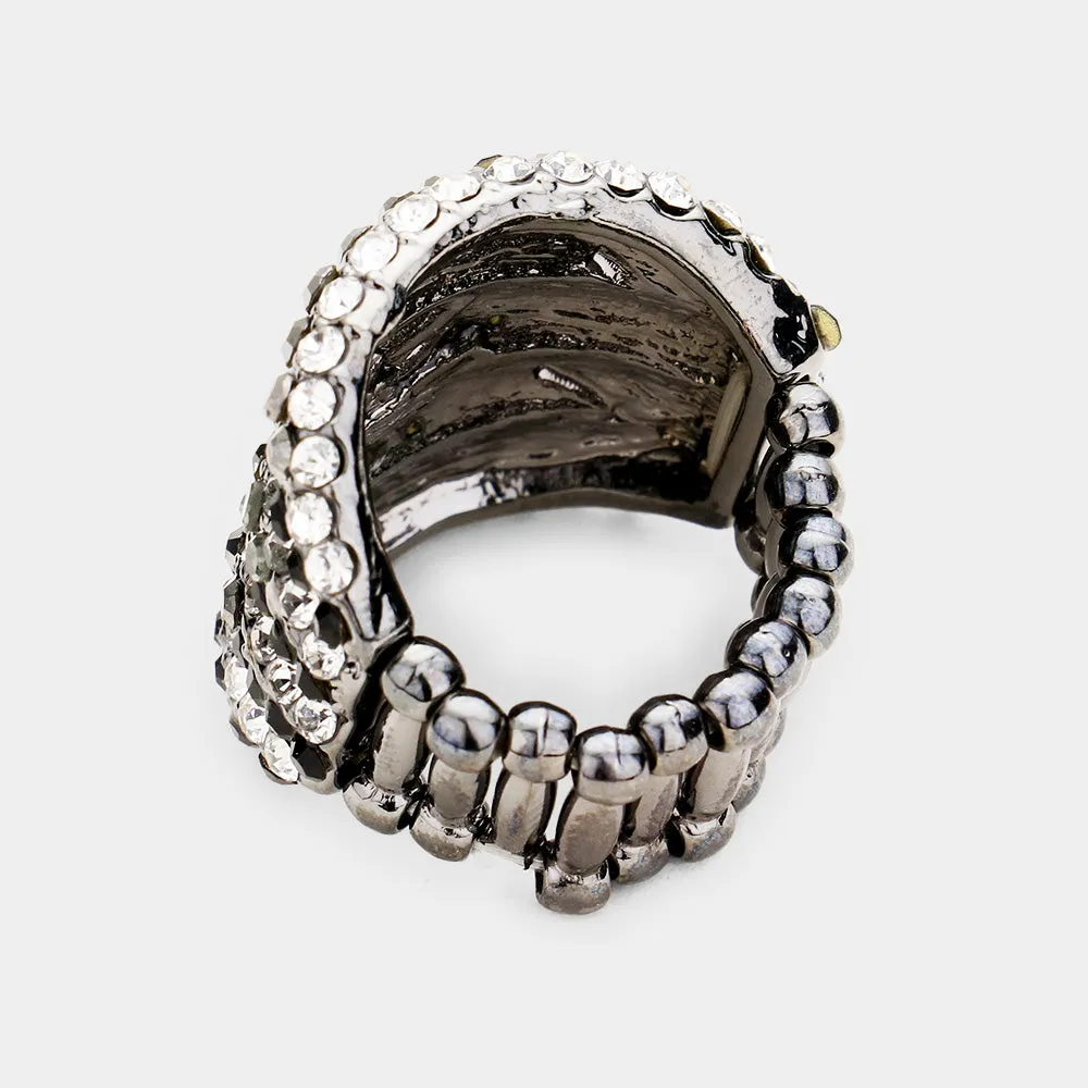 HEMATITE STRETCH RING CLEAR HEMATITE BLACK STONES ( 1251 ) sold by Oh My Jewelry product image thumbnail 2