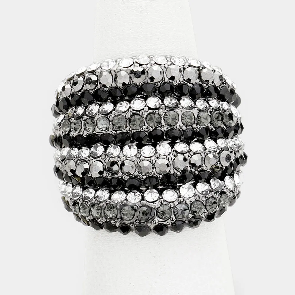 HEMATITE STRETCH RING CLEAR HEMATITE BLACK STONES ( 1251 ) sold by Oh My Jewelry
