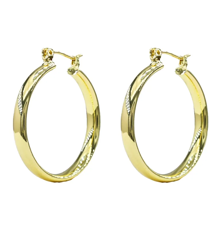 GOLD DIPPED BRASS HOOP EARRINGS ( 1006 50G ) sold by Oh My Jewelry