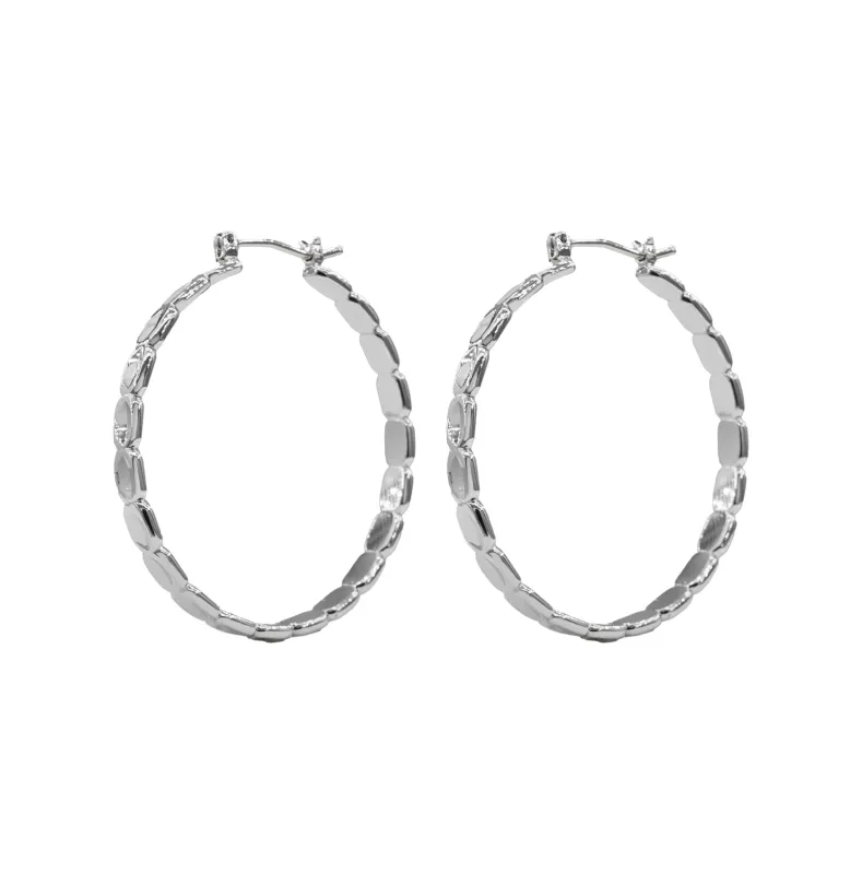 WHITE GOLD DIPPED SILVER BRASS HOOP EARRINGS ( 1009 40S ) sold by Oh My Jewelry